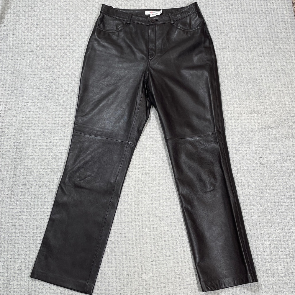 Gorgeous Brown Leather Pants Pockets Lined Vintage Size 8 Petite Real Clothes - Picture 5 of 16